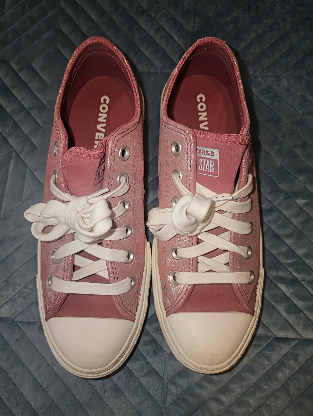 🤍🩷 Suede Shimmer Converse Metallic Suede Platform Sneakers